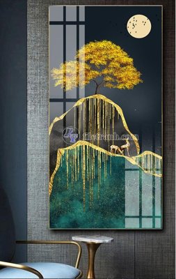 Download file gốc File tranh hiện đại pha lê gương FT425 (in lụa) hoa lá