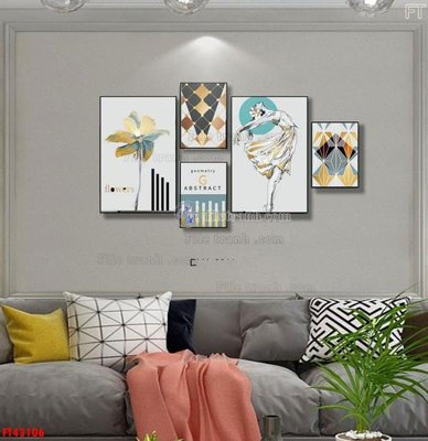 File in lụa File tranh bộ hiện đại FT43106 (chất lượng cao) File tranh bộ hiện đại FT43106