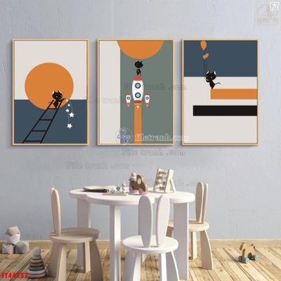 File gốc File tranh bộ hiện đại FT44157 (in tráng gương) sang trọng