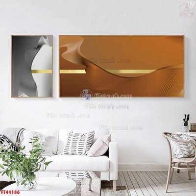 File gốc File tranh bộ hiện đại FT44186 (in lụa) hoa văn cổ điển