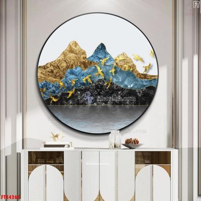 File gốc File tranh bộ hiện đại FT44265 (in lụa) họa tiết 3D