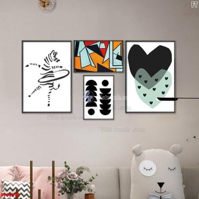 Ảnh gốc File tranh bộ hiện đại FT44293 (độ nét cao) in mica