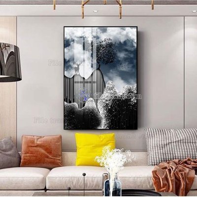 File in trần File tranh hiện đại pha lê gương FT444 (bản gốc) phong cảnh