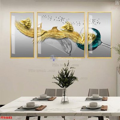 File tranh File tranh bộ hiện đại FT44683 (bản gốc) in lụa 3D