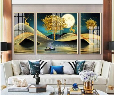 Download file gốc Tranh treo pha lê gương FT47585 (in lụa) hoa lá