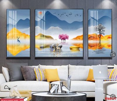 Download file gốc File tranh hiện đại pha lê gương FT60171 (in lụa) hoa lá