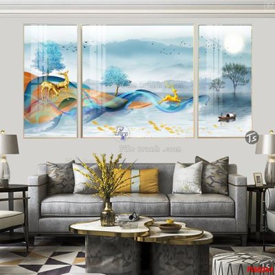 File in lụa File tranh hiện đại pha lê gương FT60265 (tân cổ điển) File tranh hiện đại pha lê gương FT60265