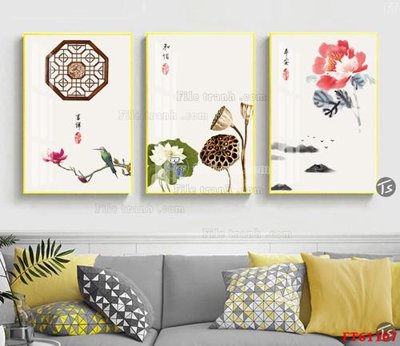 Ảnh gốc Tranh treo pha lê gương FT 61107 (nét căng) in mica