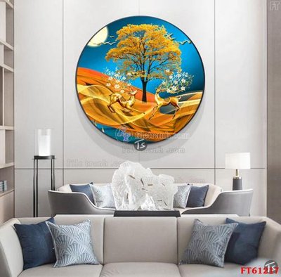 File in trần Tranh treo pha lê gương FT 61217 (bản gốc) mây trời