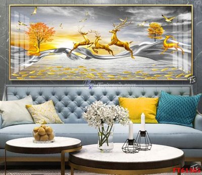 File in trần Tranh treo pha lê gương FT 61365 (bản gốc) mây trời