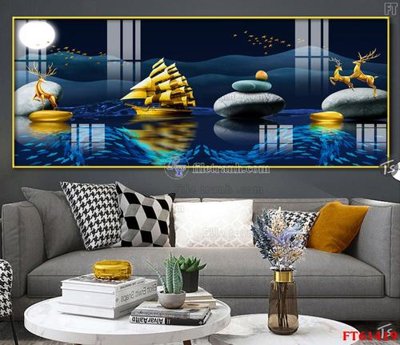 File in trần Tranh treo pha lê gương FT 61419 (bản gốc) bầu trời