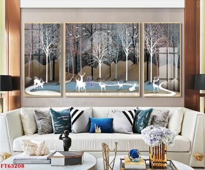 File in trần Tranh treo pha lê gương FT63208 (bản gốc) hoa văn