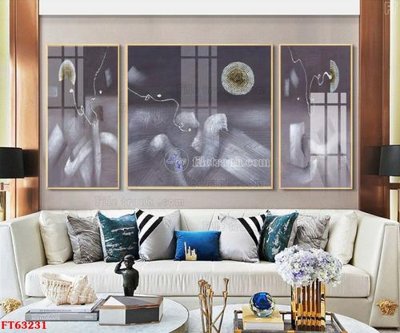 File tranh gốc in trần nhà Tranh treo pha lê gương FT63231 3D