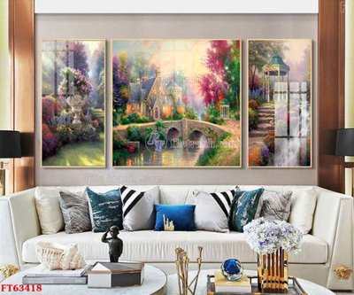 File tranh gốc in trần nhà Tranh treo pha lê gương FT63418 3D