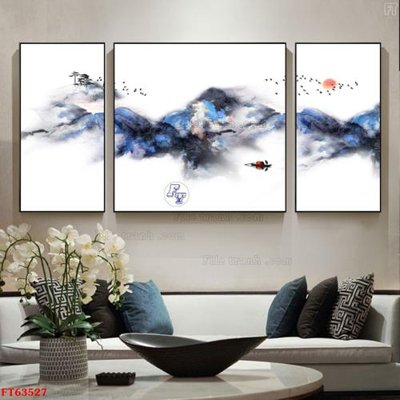 File in trần Tranh treo pha lê gương FT63527 (bản gốc) mây trời