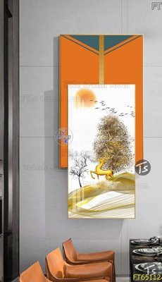 File tranh Tranh treo tường lồng ghép hiện đại FT65112 (ảnh gốc) in trần 3D