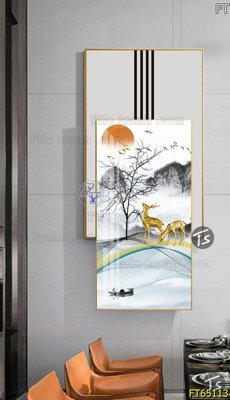 Hình ảnh file gốc in lụa Tranh treo tường lồng ghép hiện đại FT65113