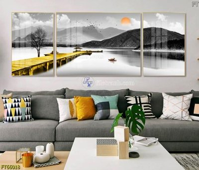 File tranh gốc in trần nhà Tranh treo pha lê gương FT66018 3D