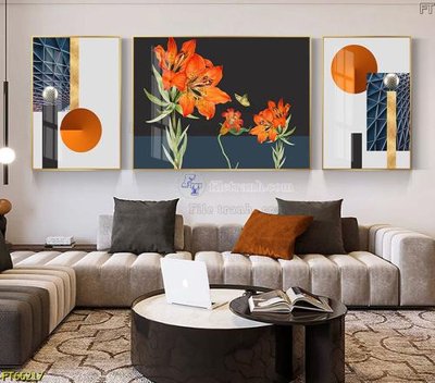 Tải file Tranh treo pha lê gương FT66217 (gốc) chủ đề hoa sen