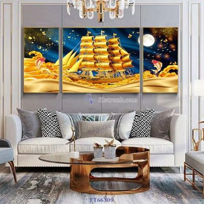 File in trần Tranh treo pha lê gương FT66309 (bản gốc) đại dương