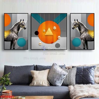 File in trần Tranh treo hiện đại pha lê gương FT70007 (bản gốc) mây trời