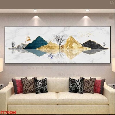 File gốc Tranh treo hiện đại pha lê gương FT70266 (in lụa) tranh mã đáo