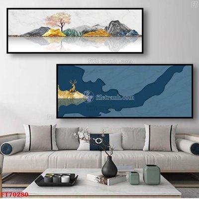 File in trần Tranh treo hiện đại pha lê gương FT70280 (bản gốc 3D) sống động