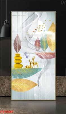 File in trần Tranh treo hiện đại pha lê gương FT70387 (file gốc) hoa văn 3D