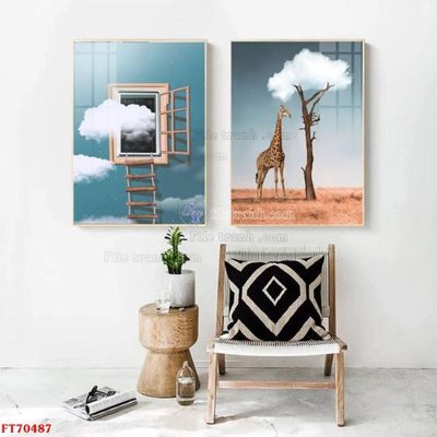 File tranh Tranh treo hiện đại pha lê gương FT70487 (bản gốc) trang trí văn phòng