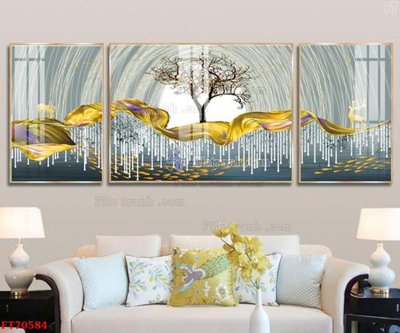 File in ấn Tranh treo hiện đại pha lê gương FT70584 chuyên nghiệp