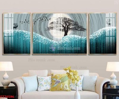 File gốc Tranh treo hiện đại pha lê gương FT70586 (in 3D) cho trang trí