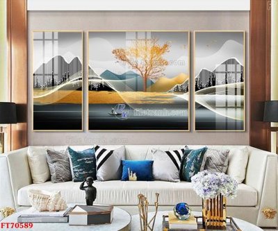 Download file gốc Tranh treo hiện đại pha lê gương FT70589 (in lụa) tranh 3D
