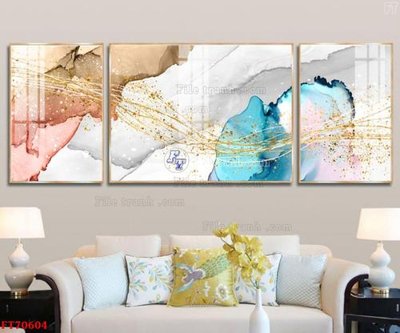 File gốc Tranh treo hiện đại pha lê gương FT70604 (in lụa) họa tiết 3D