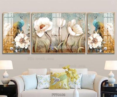 Download file gốc Tranh treo pha lê gương FT78182 (in lụa) hoa lá