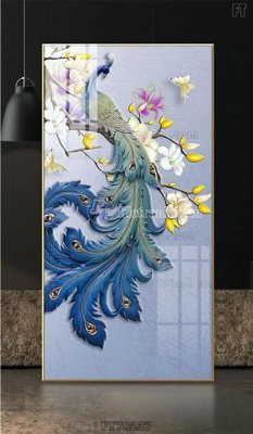 File in lụa Tranh treo pha lê gương FT78237 (hoa văn) Tranh treo pha lê gương FT78237