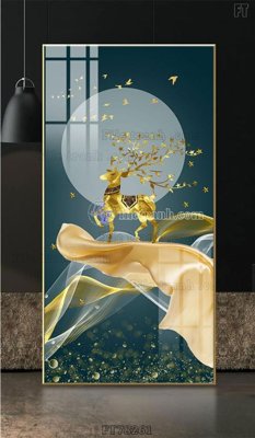 Download file gốc Tranh treo pha lê gương FT78261 (in lụa) hoa lá