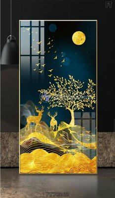File in mica Tranh treo pha lê gương FT78262 (bản gốc) làm vách ngăn