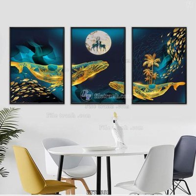 File in trần Tranh treo pha lê gương FT78661 (bản gốc) đại dương