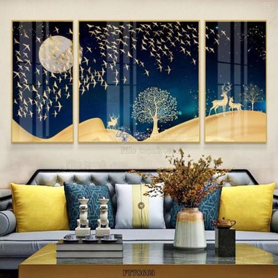 File in trần Tranh treo pha lê gương FT78663 (bản gốc) mây trời