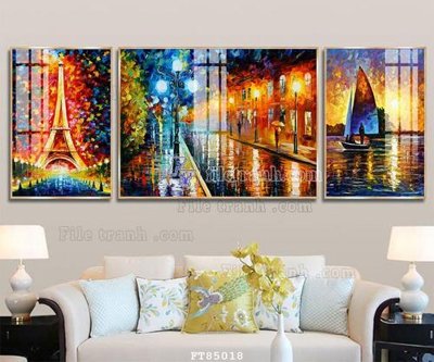 File gốc in ấn File tranh hiện đại pha lê gương FT85018 chuẩn màu CMYK