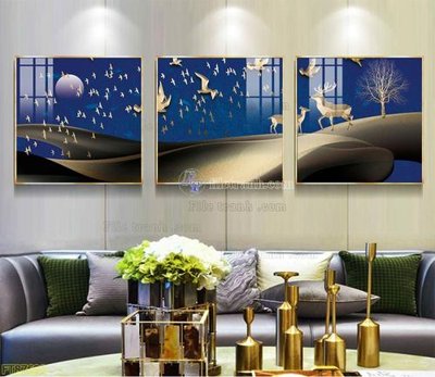 File tranh gốc in trần nhà Tranh treo pha lê gương FT87698 3D