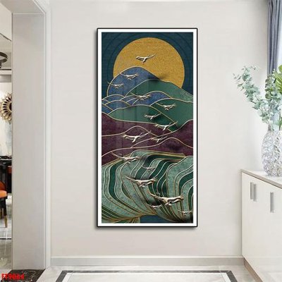 File gốc Tranh trang trí lối vào 1 tấm FT9064 (in lụa) tranh mã đáo