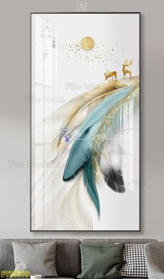 File gốc File tranh hiện đại pha lê gương FT95339 (in lụa) tranh mã đáo