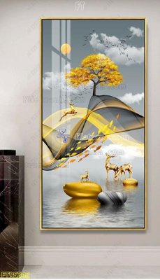 File in trần File tranh hiện đại pha lê gương FT95342 (file gốc) phong thủy