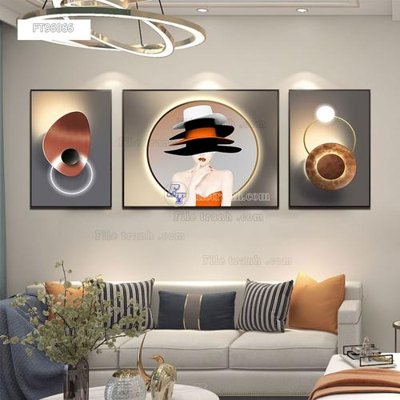 File in lụa Tranh treo pha lê gương FT96066 (hoa văn) Tranh treo pha lê gương FT96066