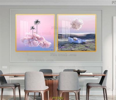 Ảnh gốc Tranh treo tường pha lê gương FT97602 (độ nét cao) in tráng gương