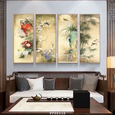 File gốc File tranh treo tường pha lê gương FT98318 (in lụa) tranh mã đáo