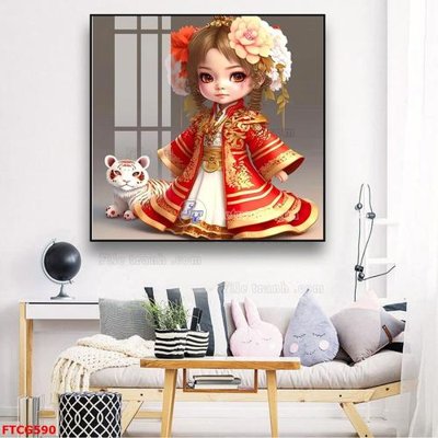 Download file gốc Tranh 12 con giáp FTCG590 (in lụa) hoa lá