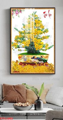 File in ấn File tranh chậu mai bonsai FTTL1003 (bản gốc) cao cấp