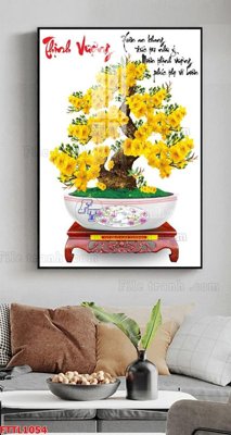 Tải file File tranh chậu mai bonsai FTTL1054 (gốc) in tranh tráng gương